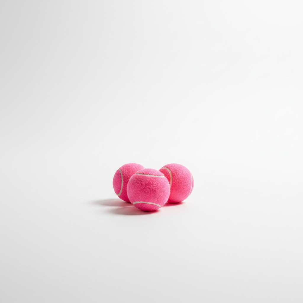 Balles de padel rose fond blanc
